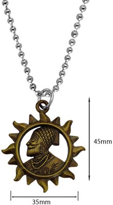 M Men Style Chhatrapati Shivaji Maharaj Rajmudra Locket With Chain Rhodium Metal, Stainless Steel Pendant