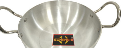 Sonanshi Aluminium Induction Base Kadhai with Handle for Kitchen Kadhai 26.49 cm diameter 2.5 L capacity(Aluminium, Induction Bottom)