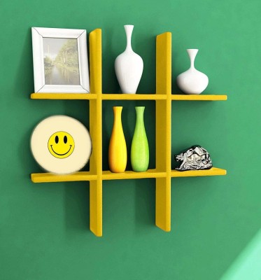 WallHeaven Wall Shelves Rack Farmhouse Plus shape Shelves MDF (Medium Density Fiber) Wall Shelf(Number of Shelves - 6, Yellow)