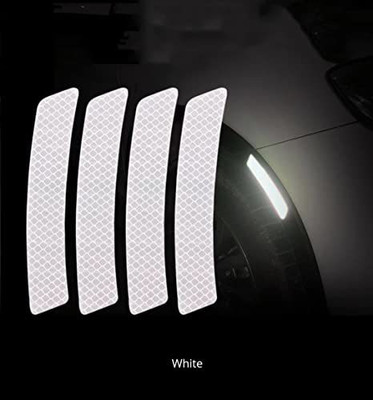 HindK Store REFLECTIVE SAFETY STICKERS FOR CAR 101.6 mm x 38.1 m White Reflective Tape(Pack of 4)