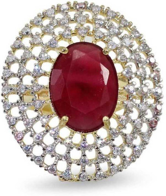 Pihoo Enterprise Ruby Ring Alloy Diamond Gold Plated Ring