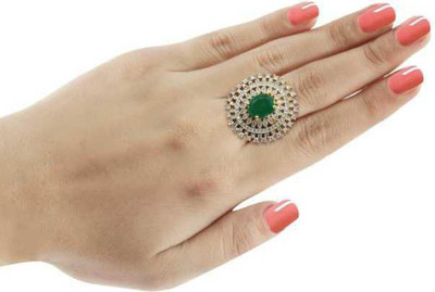 STYLISH FASHION HUB STYLISH Ruby Ring Alloy Diamond Gold Plated Ring