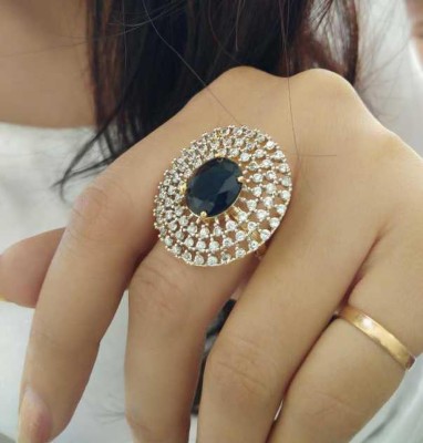 STYLISH FASHION HUB Ruby Ring Alloy Diamond Gold Plated Ring