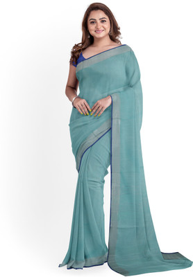 govind handloom Self Design Bhagalpuri Cotton Linen Saree(Blue)
