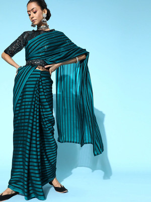 JERAVI Enterprise Striped Bollywood Georgette Saree(Multicolor)