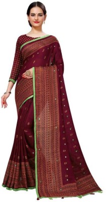 Sonika Floral Print Bollywood Cotton Jute Saree(Magenta)