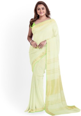 govind handloom Woven Bhagalpuri Cotton Linen Saree(Green)