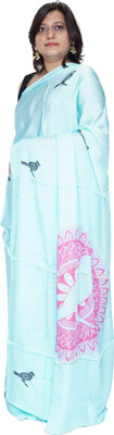 LSD Digital Print Daily Wear Satin Saree(Blue)