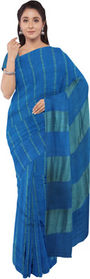govind handloom Dyed Bhagalpuri Cotton Linen Saree(Blue)