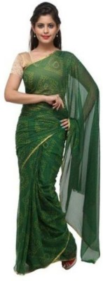 pk hub Printed Bollywood Chiffon Saree(Green)