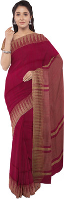 govind handloom Printed Bhagalpuri Cotton Linen Saree(Maroon)