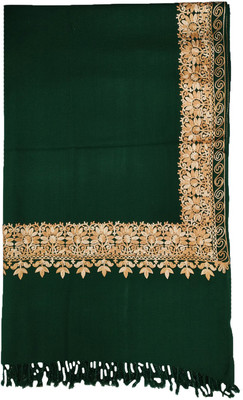 Soul Essence Wool Embroidered Women Shawl(Green)