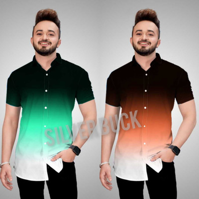 SilverBuck Men Dyed/Ombre Casual Multicolor Shirt(Pack of 2)