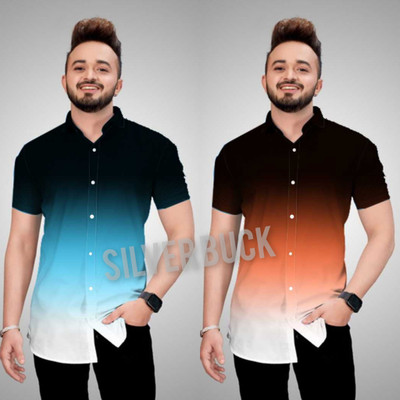 SilverBuck Men Dyed/Ombre Casual Multicolor Shirt(Pack of 2)