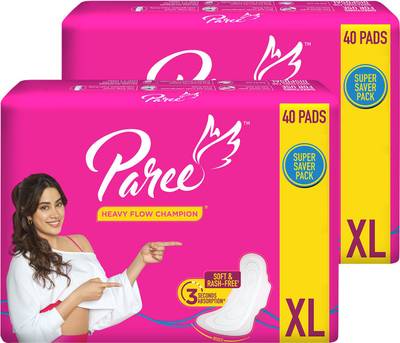 Paree Super Soft &amp; Dry Feel 40 XL Sanitary Pads For Quick Absorb (Combo of 2) Sanitary Pad  (Pack of 80)