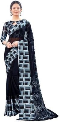 Sita Color Block Bollywood Georgette Saree(Black)