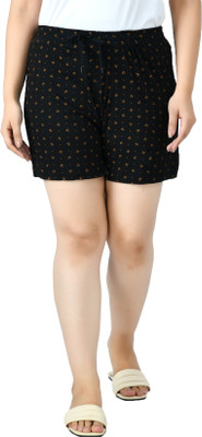 KAYU Printed Women Black Regular Shorts