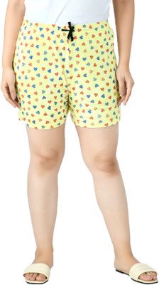Indistar Printed Women Yellow Regular Shorts