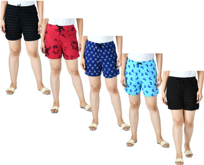 KAYU Printed Women Multicolor Regular Shorts