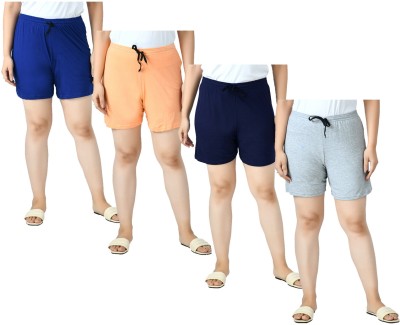 Indistar Solid Women Multicolor Regular Shorts