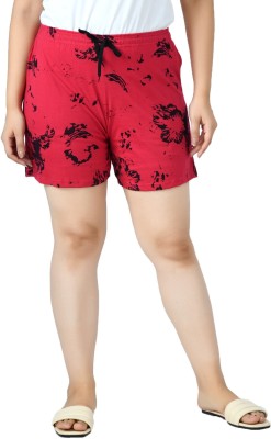 IndiWeaves Printed Women Red Regular Shorts