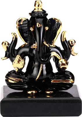 AFAST Afast Crystal Black Lambodar Ganesha Suitable For Car Decorative Showpiece  -  6 cm(Wood, Multicolor)