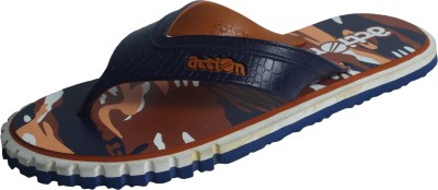 action Men Flip Flops(Tan, Blue , 8)