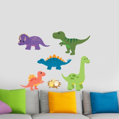 Divine studio 65 cm Cartoon Dinosaur s PVC Vinyl, 91CM X 111CM Self Adhesive Sticker(Pack of 1)