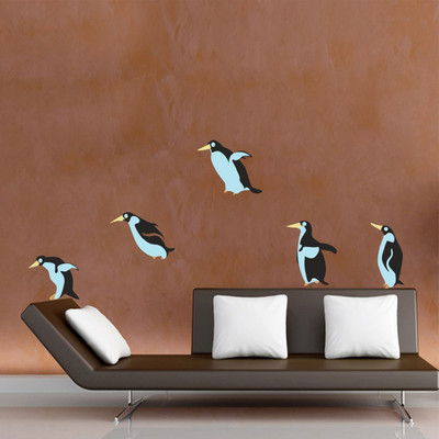 wildartcreation 65 cm Cute Penguin s Removable Kids Room PVC Vinyl Self Adhesive Sticker(Pack of 1)