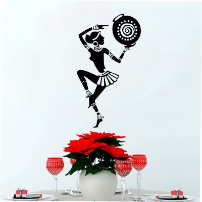 Decoration Designs 65 cm Traditional Dancing Tribal Lady Art Vinyl Wall Stickers Self Adhesive Sticker(Pack of 1)