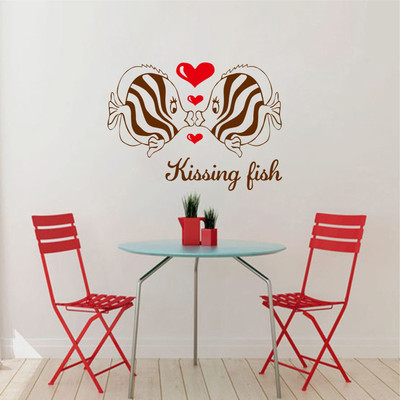 wildartcreation 65 cm Decor Villa Kissing Fish PVC s … Self Adhesive Sticker(Pack of 1)