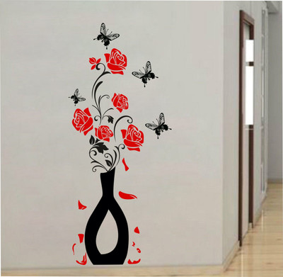 Divine studio 65 cm Flower Pot with butterfly s Self Adhesive Sticker(Pack of 1)