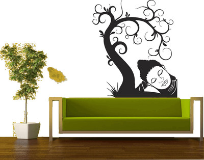 wildartcreation 65 cm sleeping buddha Under tree s Self Adhesive Sticker(Pack of 1)
