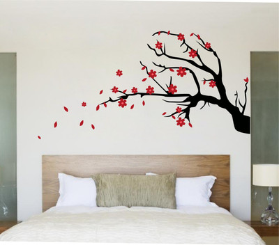 Divine studio 65 cm Flowers Branch' Self Adhesive Sticker(Pack of 1)