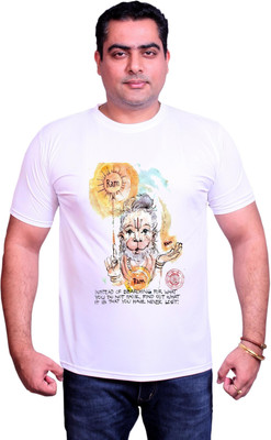 NITYANAND CREATIONS Graphic Print, Typography Men Round Neck White T-Shirt