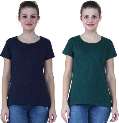 KEOTI Self Design Women Round Neck Green T-Shirt