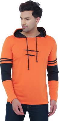 Karleep Solid Men Hooded Neck Orange T-Shirt