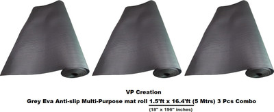 VP Creation Rectangular Pack of 3 Table Placemat(Silver, Polypropylene)