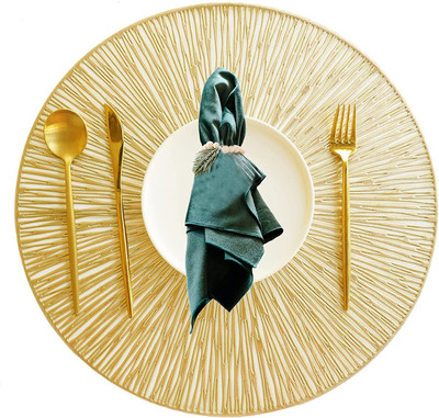 Trendegic Round Pack of 4 Table Placemat(Yellow, PVC)