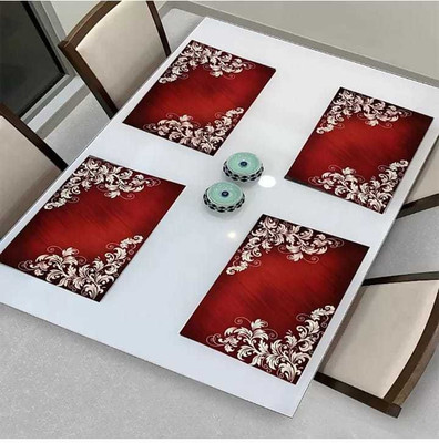 SANRAKSSHAN Rectangular Pack of 6 Table Placemat(Multicolor, Red, PVC)