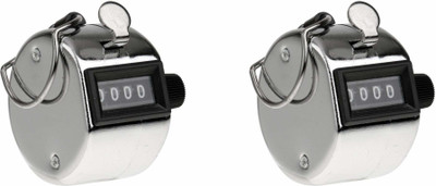 KANABEE 4 Digits Hand Held Tally Counter Numbers Clicker Digital Tally Counter(Silver)