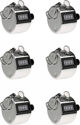 KANABEE 4 Digits Hand Held Tally Counter Numbers Clicker Digital Tally Counter(Silver)