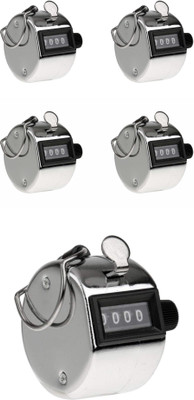 KANABEE 4 Digits Hand Held Tally Counter Numbers Clicker Digital Tally Counter(Silver)