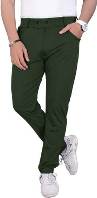PROTOCOL Solid Men Dark Green Track Pants
