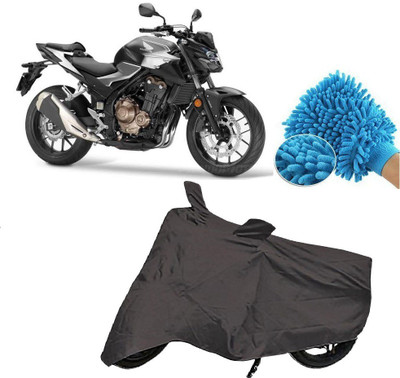 Adhvik Two Wheeler Cover for Honda(CB 500, Grey)