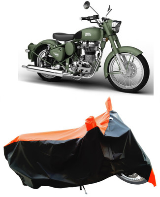 Wegather Two Wheeler Cover for Royal Enfield(Battle Green, Orange)
