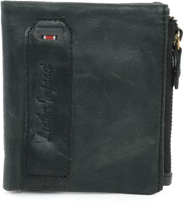 Leather Impaact Men Casual Black Genuine Leather Wallet(7 Card Slots)