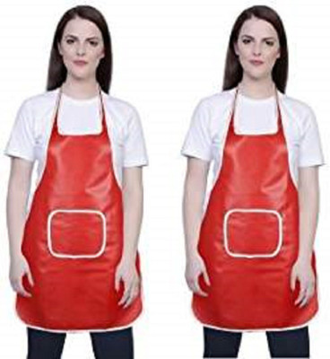 Cool Dealzz PVC Chef's Apron - Free Size(Red, Pack of 2)