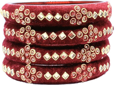 T4 JEWELS Glass Gold-plated Bangle Set(Pack of 4)