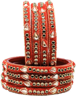 T4 JEWELS Glass Cubic Zirconia Gold-plated Bangle Set(Pack of 8)